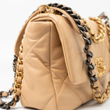 CHANEL Handbag 22C Beige Lambskin Quilted 19 Flap Small Mixed Hardware - Redeluxe