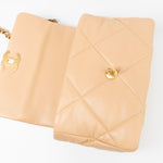 CHANEL Handbag 22C Beige Lambskin Quilted 19 Flap Small Mixed Hardware - Redeluxe