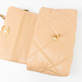 CHANEL Handbag 22C Beige Lambskin Quilted 19 Flap Small Mixed Hardware - Redeluxe