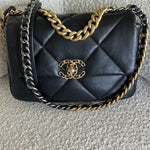 CHANEL Handbag 22C Black Lambskin Quilted 19 Flap Small MHW - Redeluxe