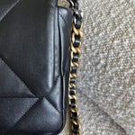 CHANEL Handbag 22C Black Lambskin Quilted 19 Flap Small MHW - Redeluxe