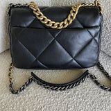 CHANEL Handbag 22C Black Lambskin Quilted 19 Flap Small MHW - Redeluxe
