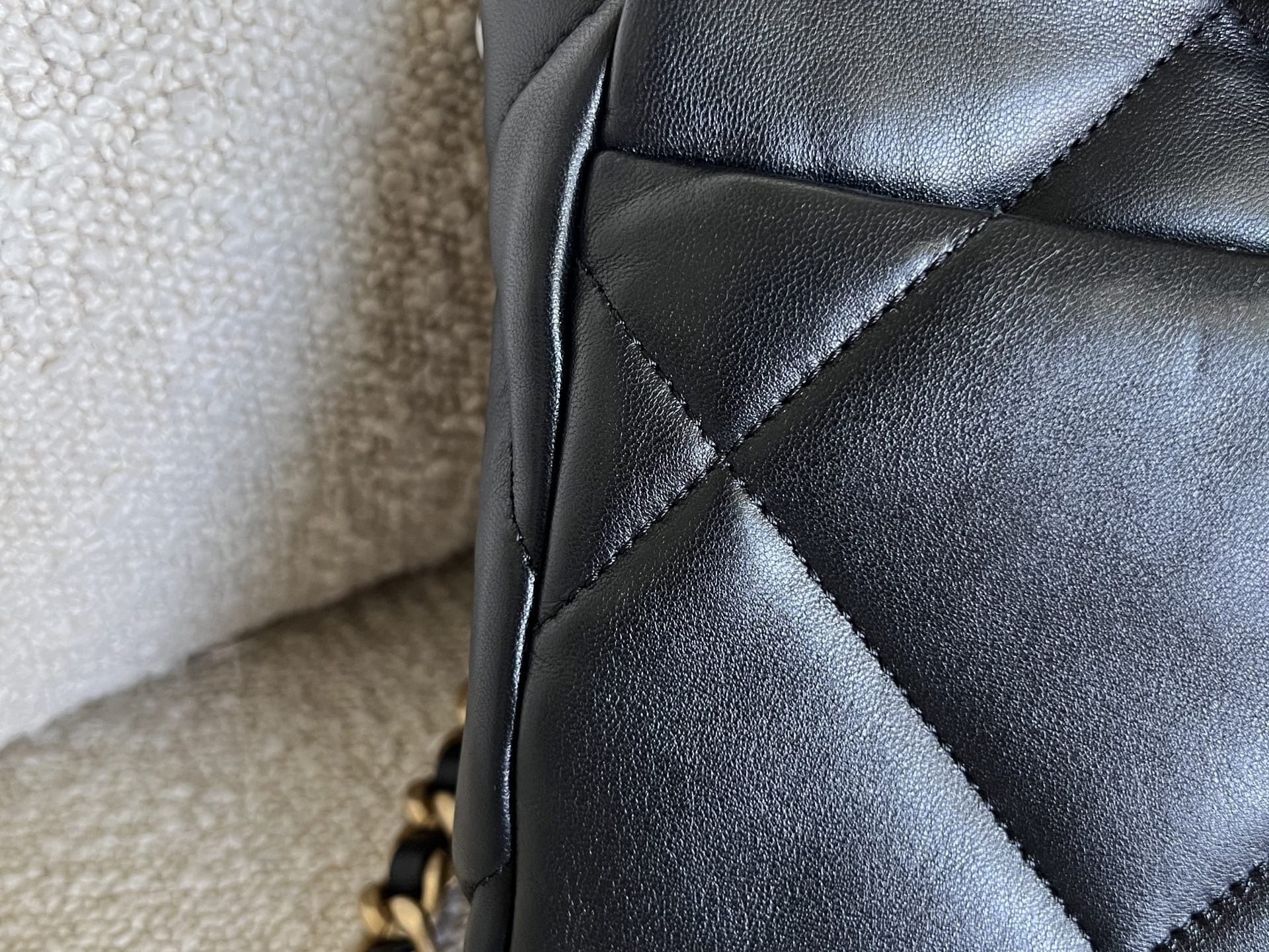 CHANEL Handbag 22C Black Lambskin Quilted 19 Flap Small MHW - Redeluxe