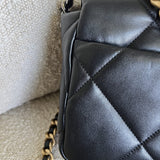 CHANEL Handbag 22C Black Lambskin Quilted 19 Flap Small MHW - Redeluxe
