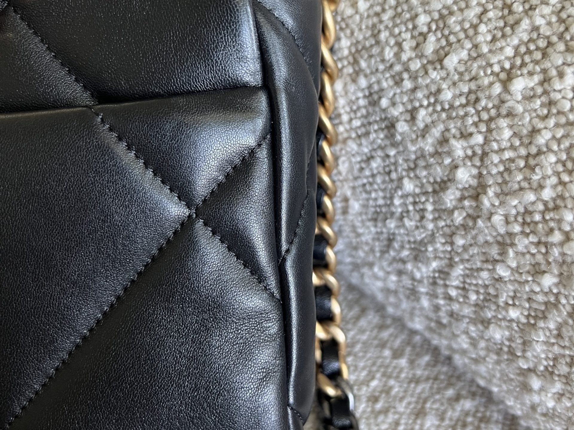 CHANEL Handbag 22C Black Lambskin Quilted 19 Flap Small MHW - Redeluxe