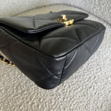 CHANEL Handbag 22C Black Lambskin Quilted 19 Flap Small MHW - Redeluxe