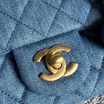 CHANEL Handbag 22C Blue Denim Pearl Crush Square Mini Flap AGHW - Redeluxe