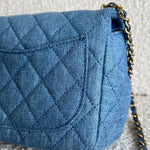 CHANEL Handbag 22C Blue Denim Pearl Crush Square Mini Flap AGHW - Redeluxe