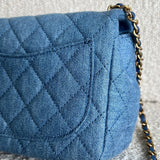 CHANEL Handbag 22C Blue Denim Pearl Crush Square Mini Flap AGHW - Redeluxe