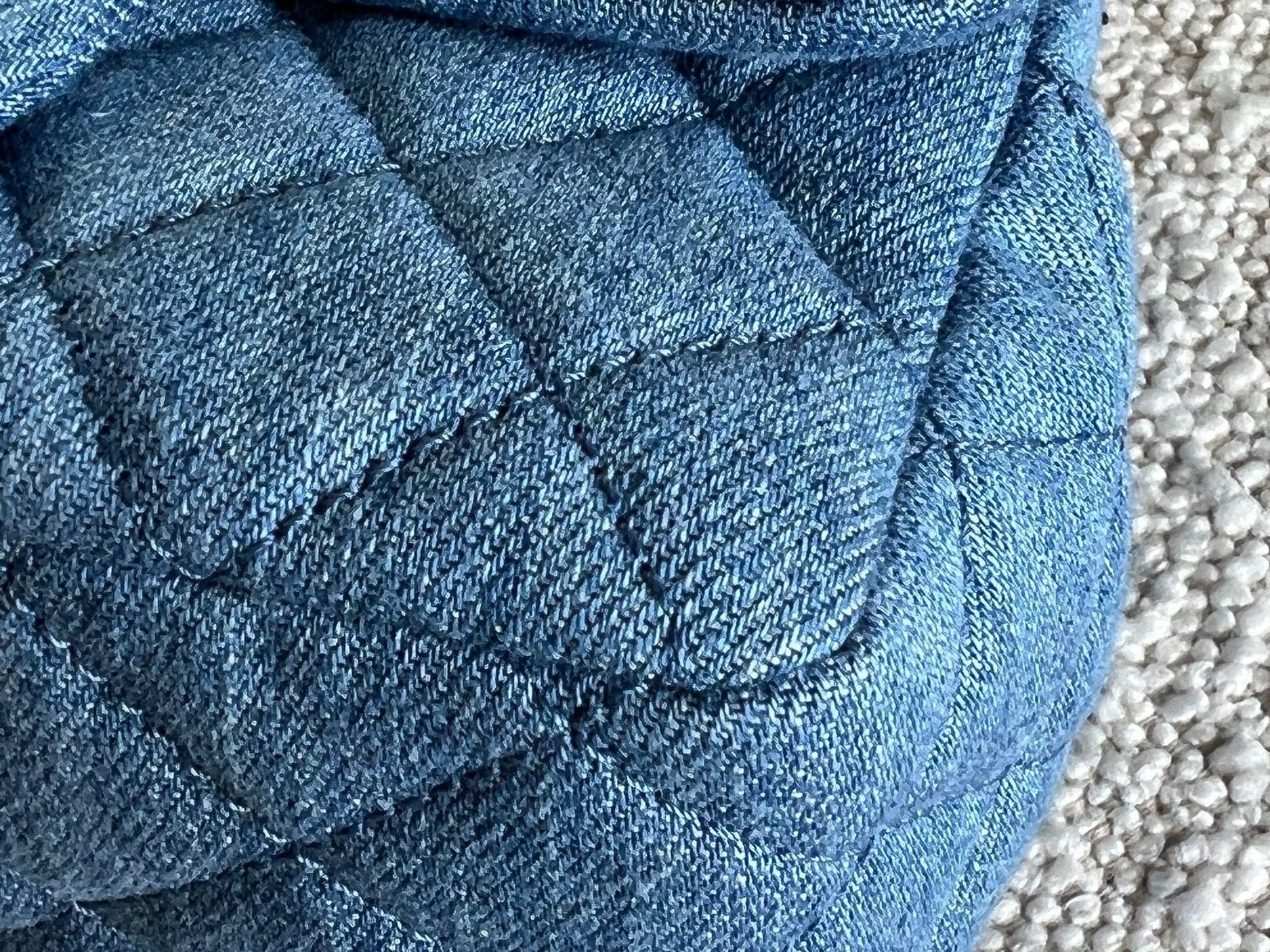 CHANEL Handbag 22C Blue Denim Pearl Crush Square Mini Flap AGHW - Redeluxe