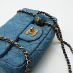 CHANEL Handbag 22C Blue Denim Pearl Crush Square Mini Flap AGHW - Redeluxe