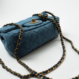 CHANEL Handbag 22C Blue Denim Pearl Crush Square Mini Flap AGHW - Redeluxe