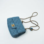 CHANEL Handbag 22C Blue Denim Pearl Crush Square Mini Flap AGHW - Redeluxe