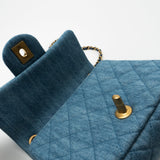 CHANEL Handbag 22C Blue Denim Pearl Crush Square Mini Flap AGHW - Redeluxe