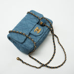 CHANEL Handbag 22C Blue Denim Pearl Crush Square Mini Flap AGHW - Redeluxe