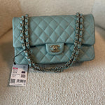 CHANEL Handbag 22C Dark Green Caviar Classic Flap Quilted Medium LGHW - Redeluxe