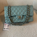 CHANEL Handbag 22C Dark Green Caviar Classic Flap Quilted Medium LGHW - Redeluxe
