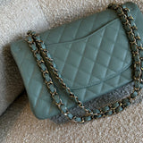 CHANEL Handbag 22C Dark Green Caviar Classic Flap Quilted Medium LGHW - Redeluxe
