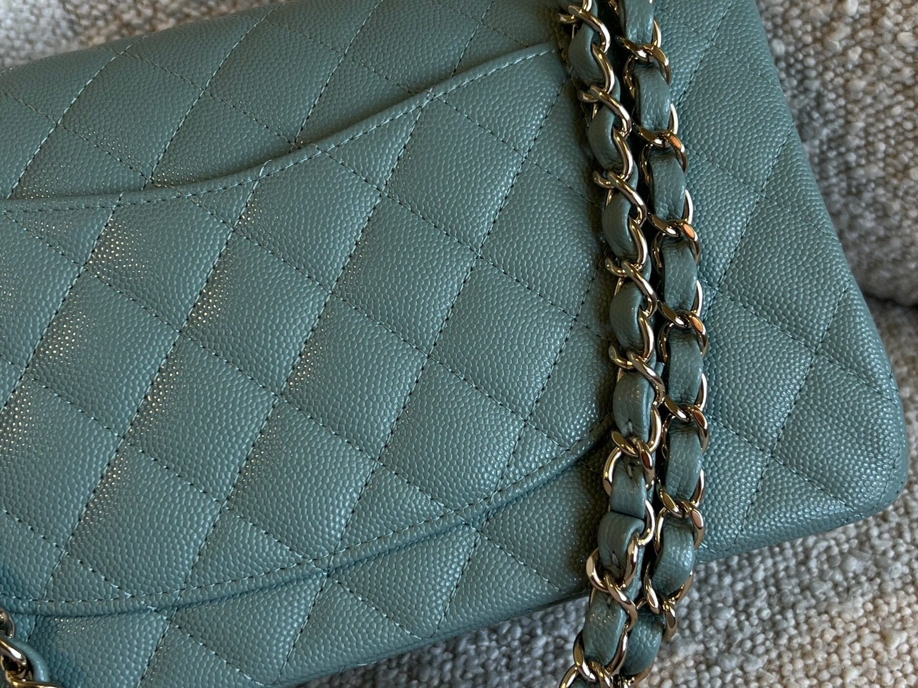 CHANEL Handbag 22C Dark Green Caviar Classic Flap Quilted Medium LGHW - Redeluxe