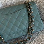 CHANEL Handbag 22C Dark Green Caviar Classic Flap Quilted Medium LGHW - Redeluxe
