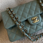 CHANEL Handbag 22C Dark Green Caviar Classic Flap Quilted Medium LGHW - Redeluxe