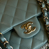 CHANEL Handbag 22C Dark Green Caviar Classic Flap Quilted Medium LGHW - Redeluxe