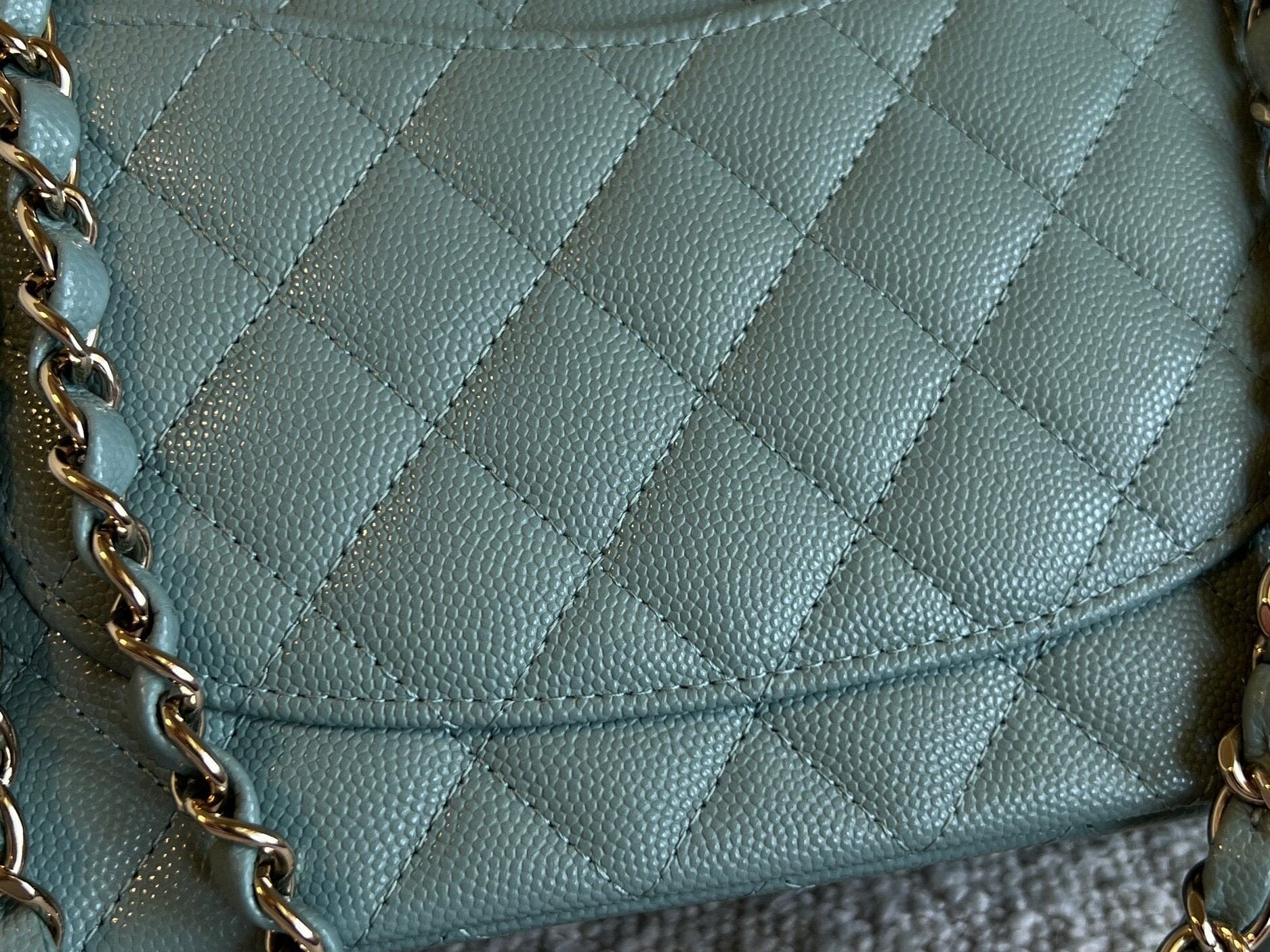 CHANEL Handbag 22C Dark Green Caviar Classic Flap Quilted Medium LGHW - Redeluxe