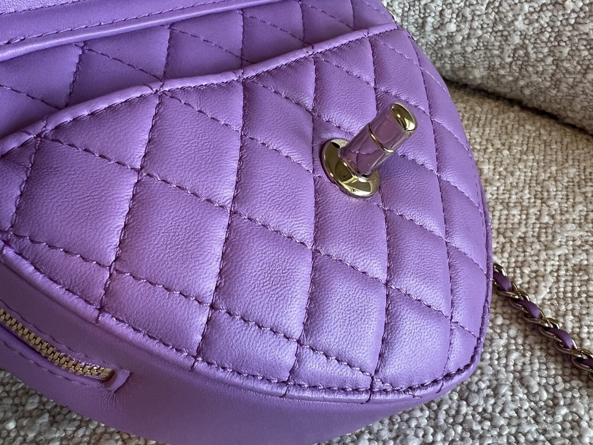 CHANEL Handbag 22C In Love Purple Lambskin Large Heart Bag LGHW - Redeluxe