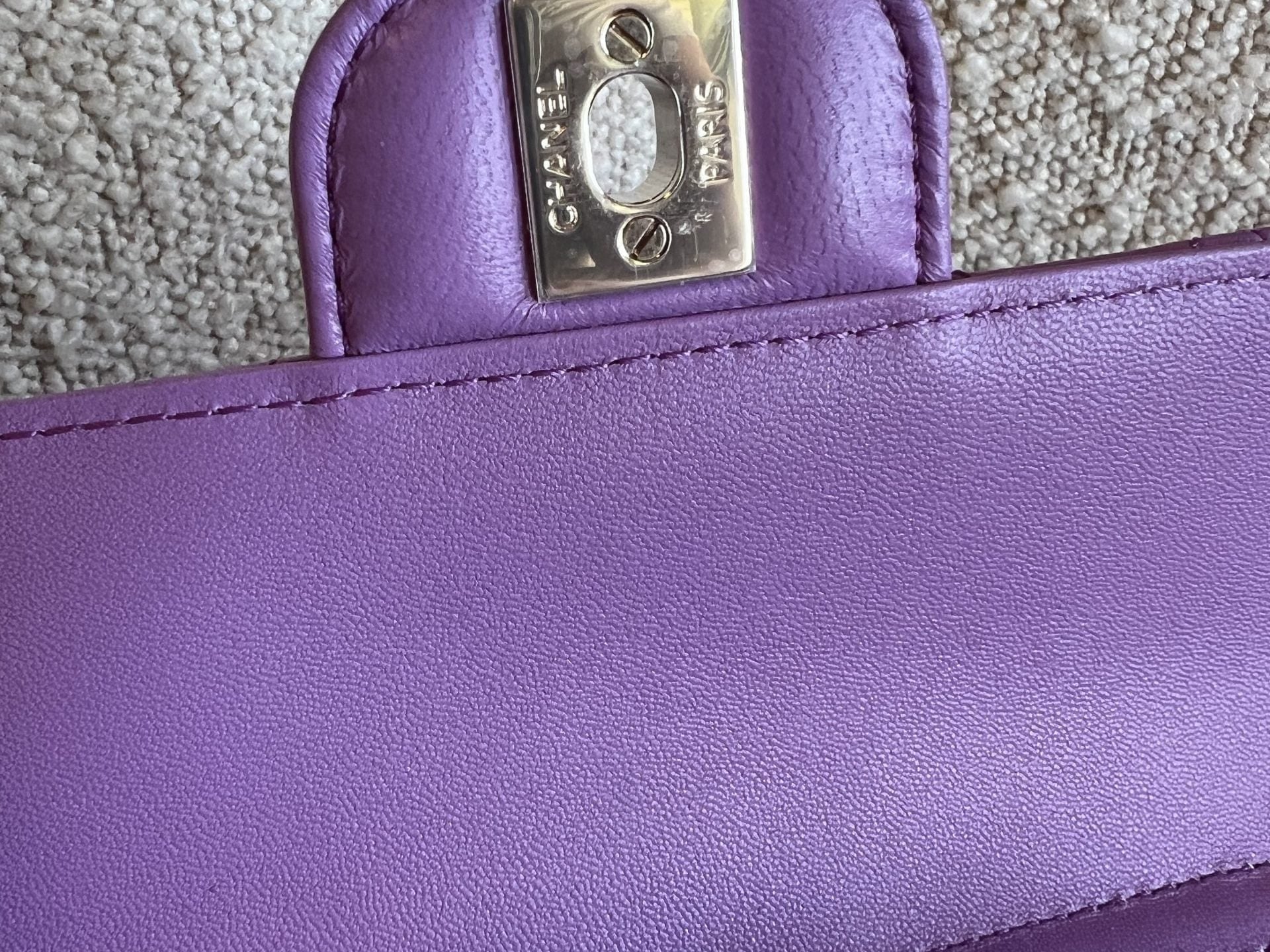 CHANEL Handbag 22C In Love Purple Lambskin Large Heart Bag LGHW - Redeluxe