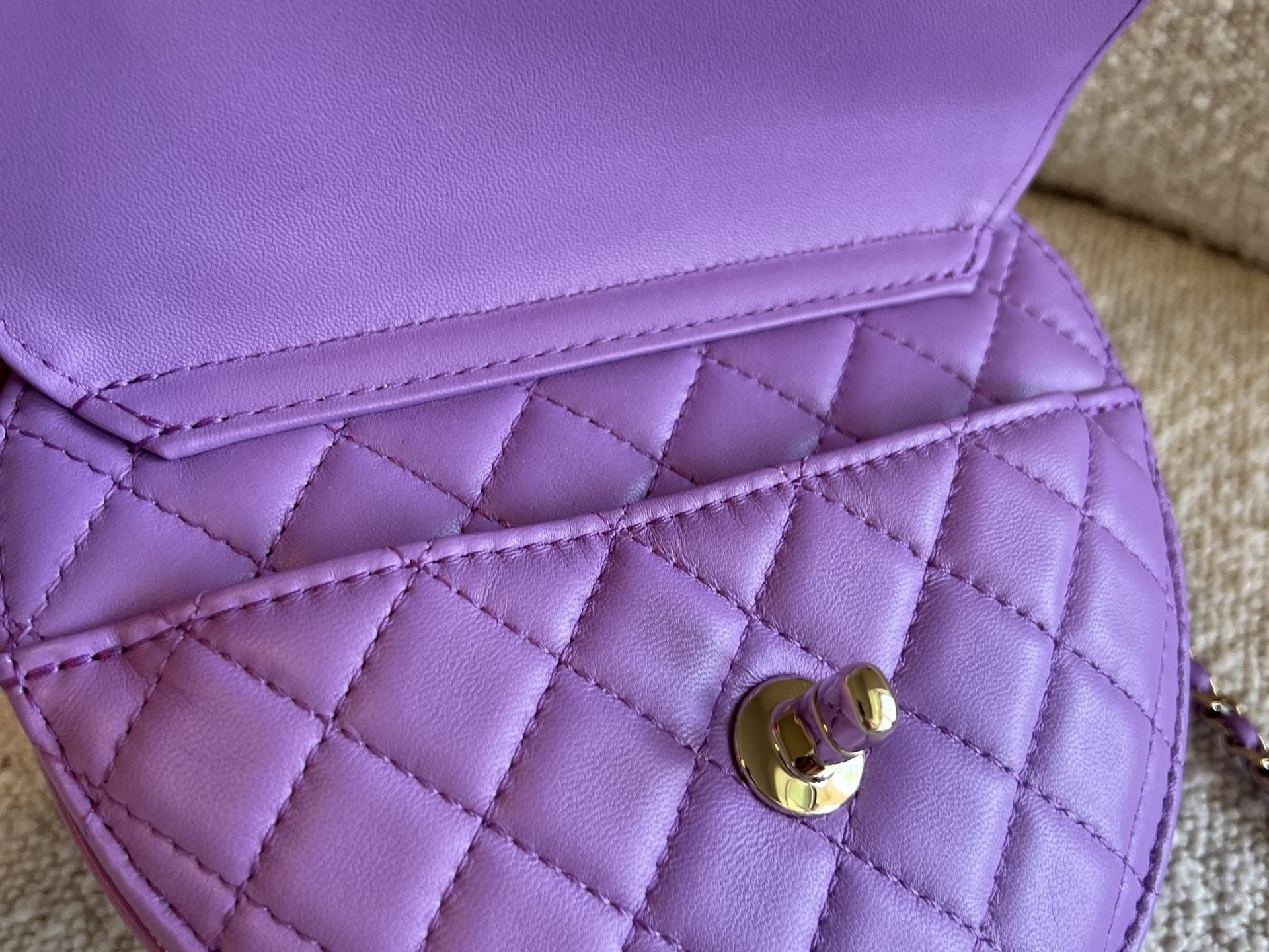 CHANEL Handbag 22C In Love Purple Lambskin Large Heart Bag LGHW - Redeluxe