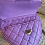 CHANEL Handbag 22C In Love Purple Lambskin Large Heart Bag LGHW - Redeluxe