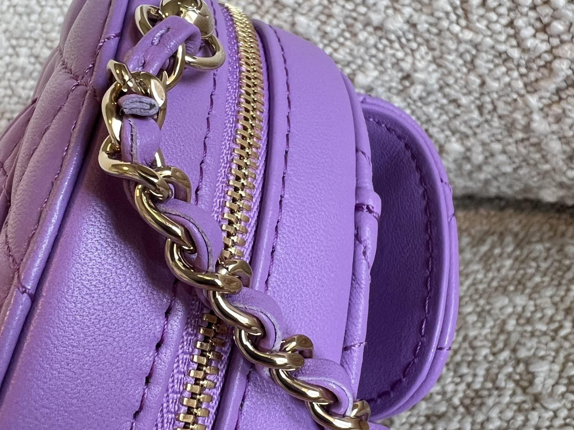 CHANEL Handbag 22C In Love Purple Lambskin Large Heart Bag LGHW - Redeluxe