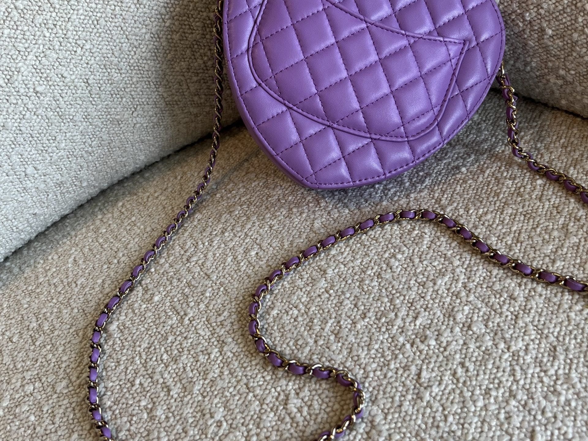 CHANEL Handbag 22C In Love Purple Lambskin Large Heart Bag LGHW - Redeluxe