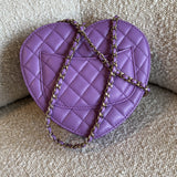 CHANEL Handbag 22C In Love Purple Lambskin Large Heart Bag LGHW - Redeluxe