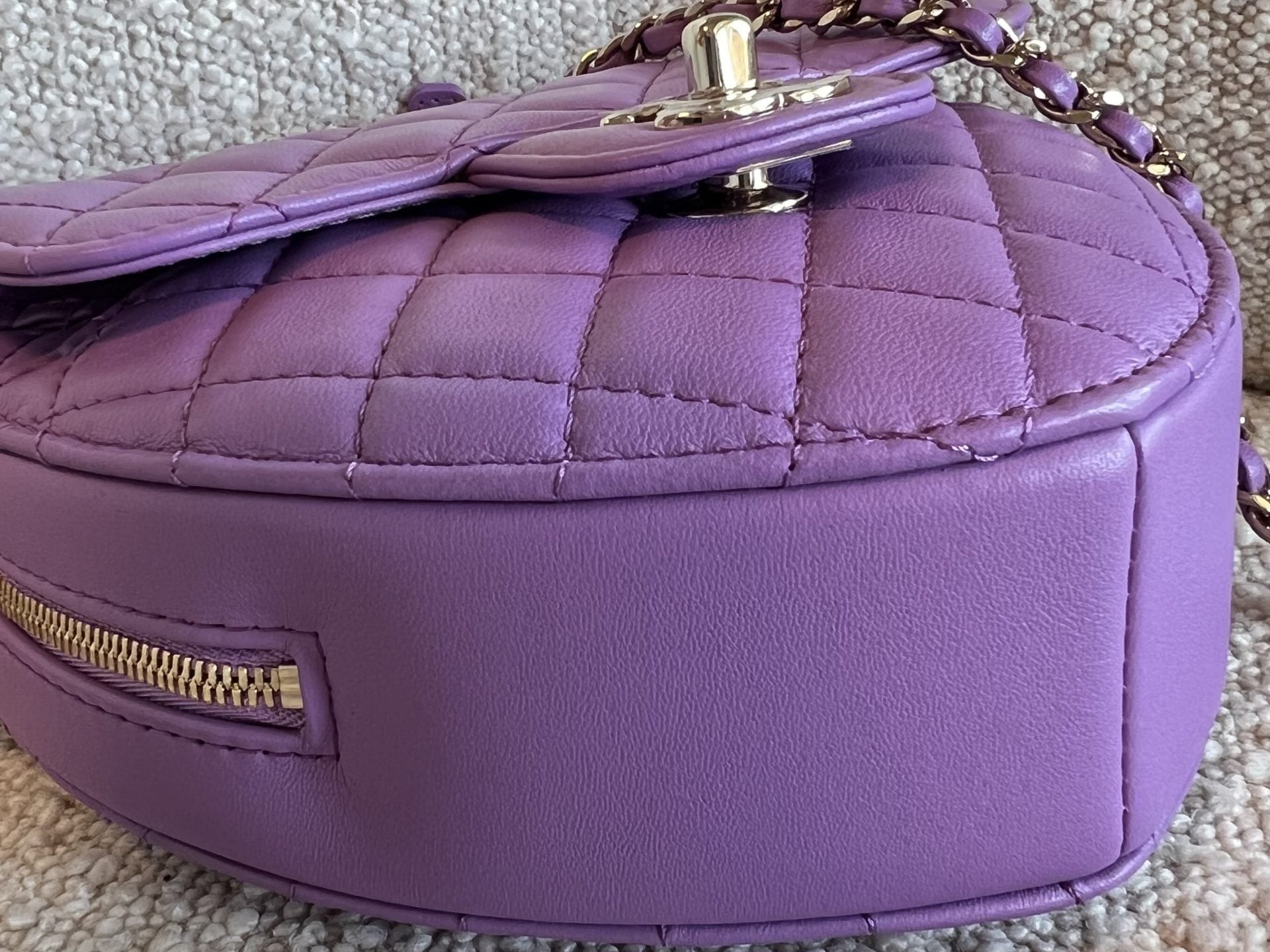 CHANEL Handbag 22C In Love Purple Lambskin Large Heart Bag LGHW - Redeluxe