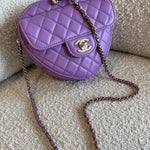 CHANEL Handbag 22C In Love Purple Lambskin Large Heart Bag LGHW - Redeluxe