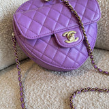 CHANEL Handbag 22C In Love Purple Lambskin Large Heart Bag LGHW - Redeluxe