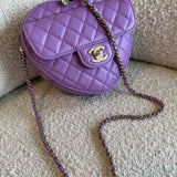 CHANEL Handbag 22C In Love Purple Lambskin Large Heart Bag LGHW - Redeluxe