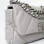 CHANEL Handbag 22C Light Grey Lambskin Quilted 19 Flap Small - Redeluxe