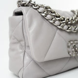 CHANEL Handbag 22C Light Grey Lambskin Quilted 19 Flap Small - Redeluxe