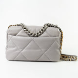 CHANEL Handbag 22C Light Grey Lambskin Quilted 19 Flap Small - Redeluxe