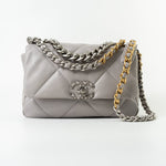 CHANEL Handbag 22C Light Grey Lambskin Quilted 19 Flap Small - Redeluxe