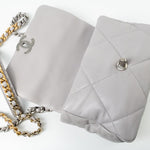 CHANEL Handbag 22C Light Grey Lambskin Quilted 19 Flap Small - Redeluxe