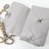 CHANEL Handbag 22C Light Grey Lambskin Quilted 19 Flap Small - Redeluxe