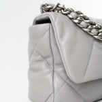 CHANEL Handbag 22C Light Grey Lambskin Quilted 19 Flap Small - Redeluxe