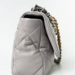 CHANEL Handbag 22C Light Grey Lambskin Quilted 19 Flap Small - Redeluxe