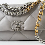 CHANEL Handbag 22C Light Grey Lambskin Quilted 19 Flap Small - Redeluxe