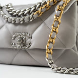 CHANEL Handbag 22C Light Grey Lambskin Quilted 19 Flap Small - Redeluxe