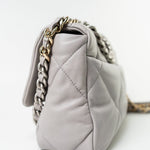 CHANEL Handbag 22C Light Grey Lambskin Quilted 19 Flap Small - Redeluxe
