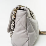 CHANEL Handbag 22C Light Grey Lambskin Quilted 19 Flap Small - Redeluxe